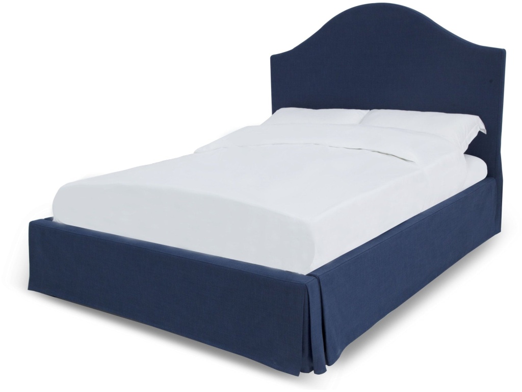 Sur Upholstered Skirted Panel Bed in Navy - image 3