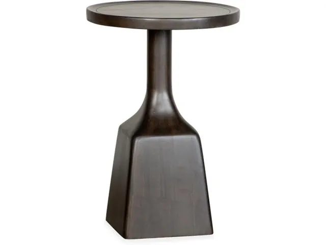 Dark Round Pedestal Accent End Table