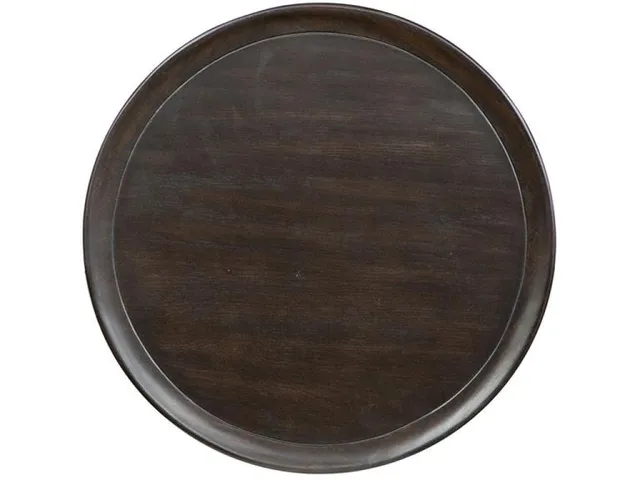 Dark Round Pedestal Accent End Table - Alternative View
