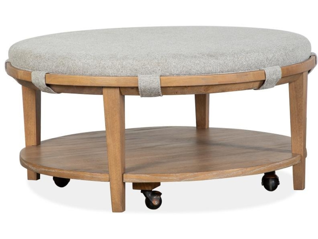 Round Cocktail Table with Grey Uph. Top and Casters - main image