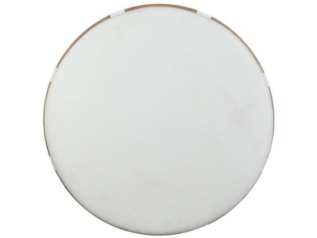 Round Cocktail Table with White Uph. Top and Casters - image 1