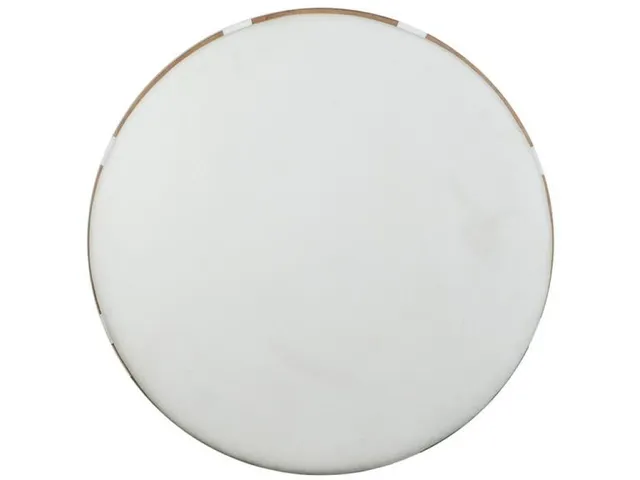 Round Cocktail Table with White Uph. Top and Casters - Alternative View