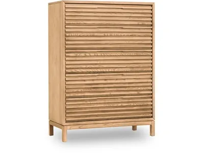 Tanner Five Drawer Ash Wood Chest in Flaxen - Alternative View
