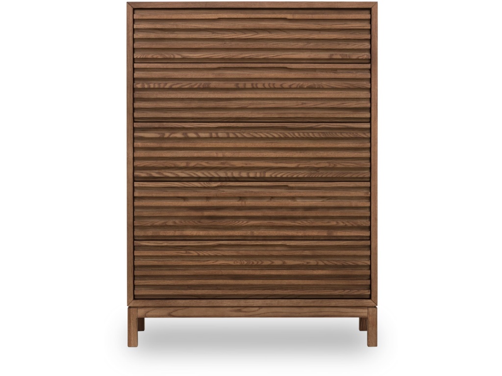 Tanner Five Drawer Ash Wood Chest in Roux - main image
