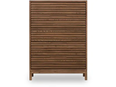 Tanner Five Drawer Ash Wood Chest in Roux