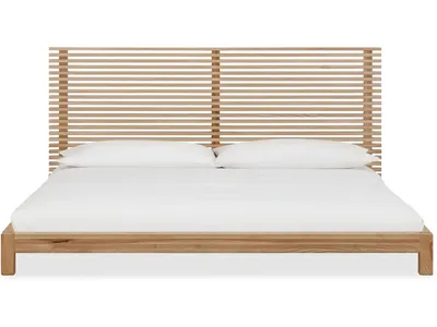 Tanner Solid Ash Platform Bed in Flaxen