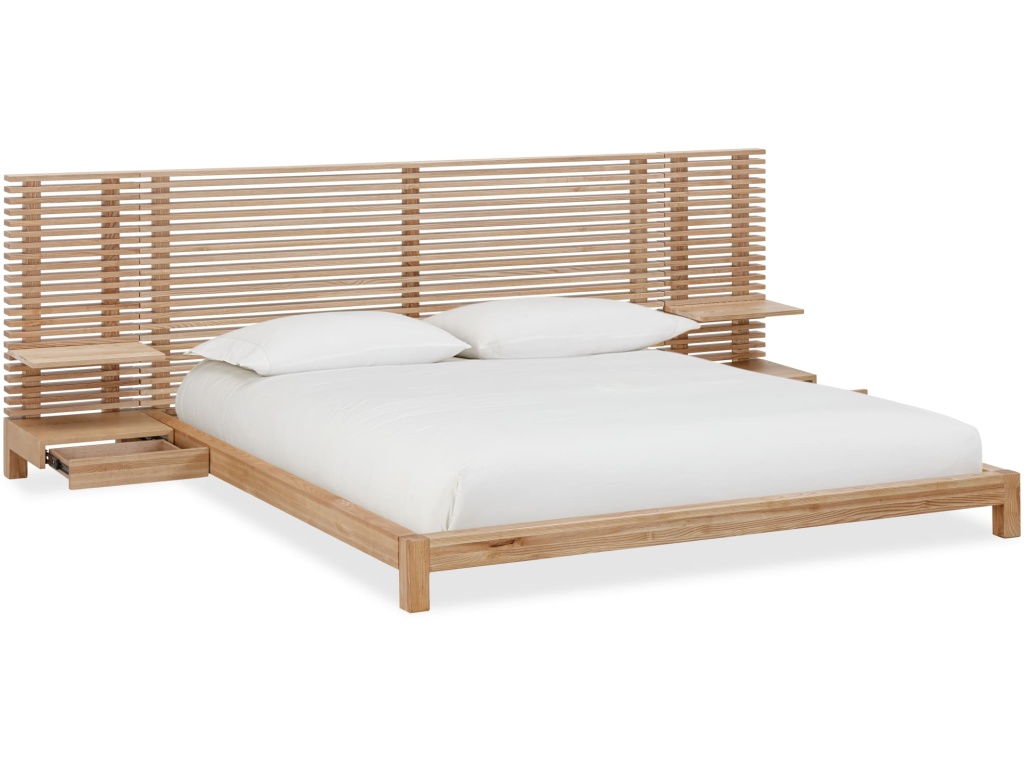 Tanner Solid Ash Wall Bed with Integrated Nightstands in Flaxen - main image