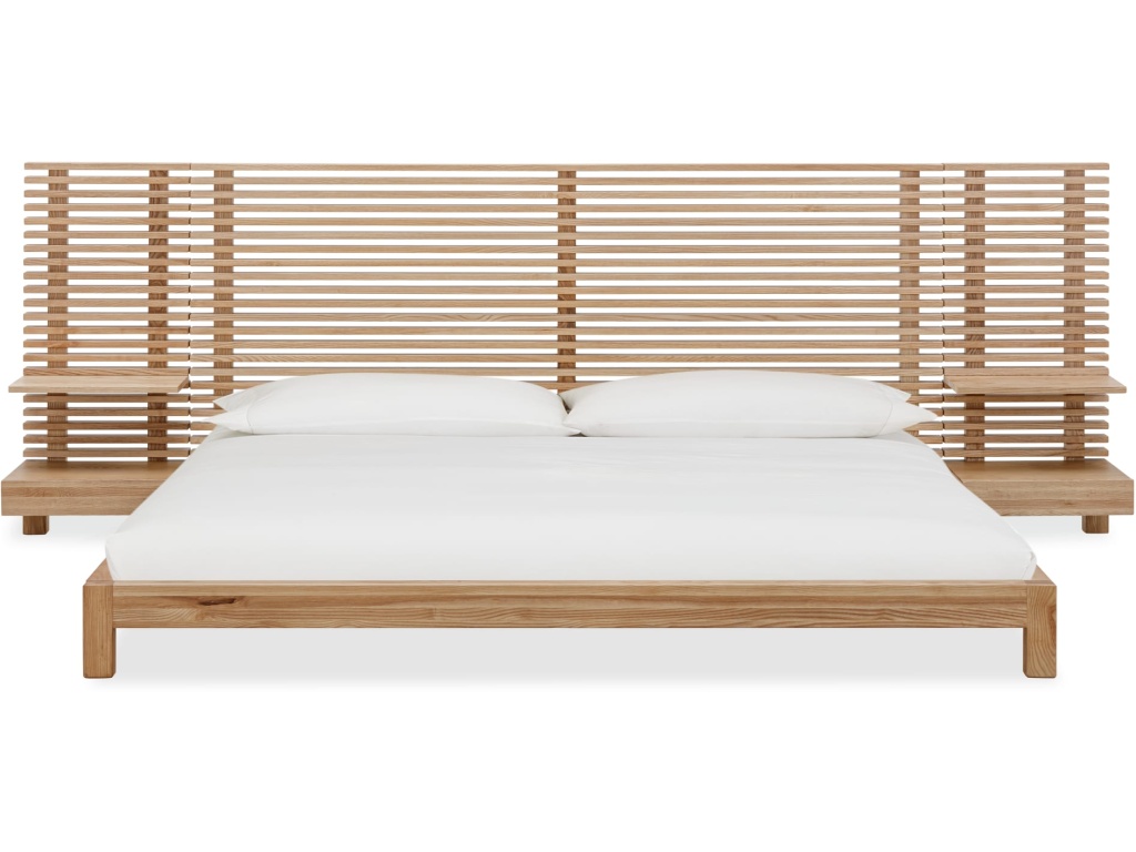 Tanner Solid Ash Wall Bed with Integrated Nightstands in Flaxen - image 1