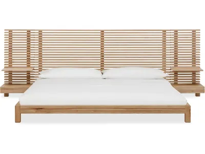 Tanner Solid Ash Wall Bed with Integrated Nightstands in Flaxen - Alternative View