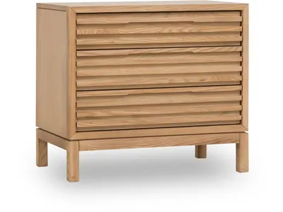 Tanner Three Drawer Ash Wood Nightstand in Flaxen - Alternative View