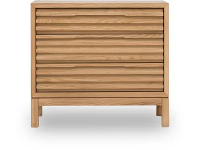 Tanner Three Drawer Ash Wood Nightstand in Flaxen