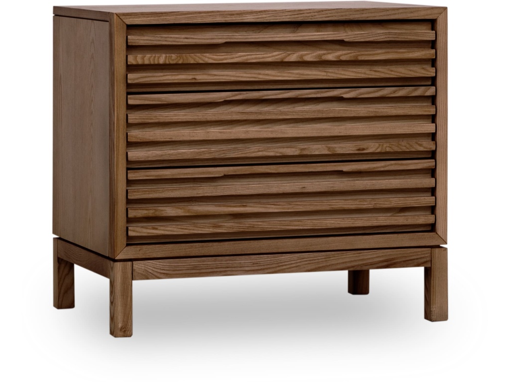 Tanner Three Drawer Ash Wood Nightstand in Roux - image 1