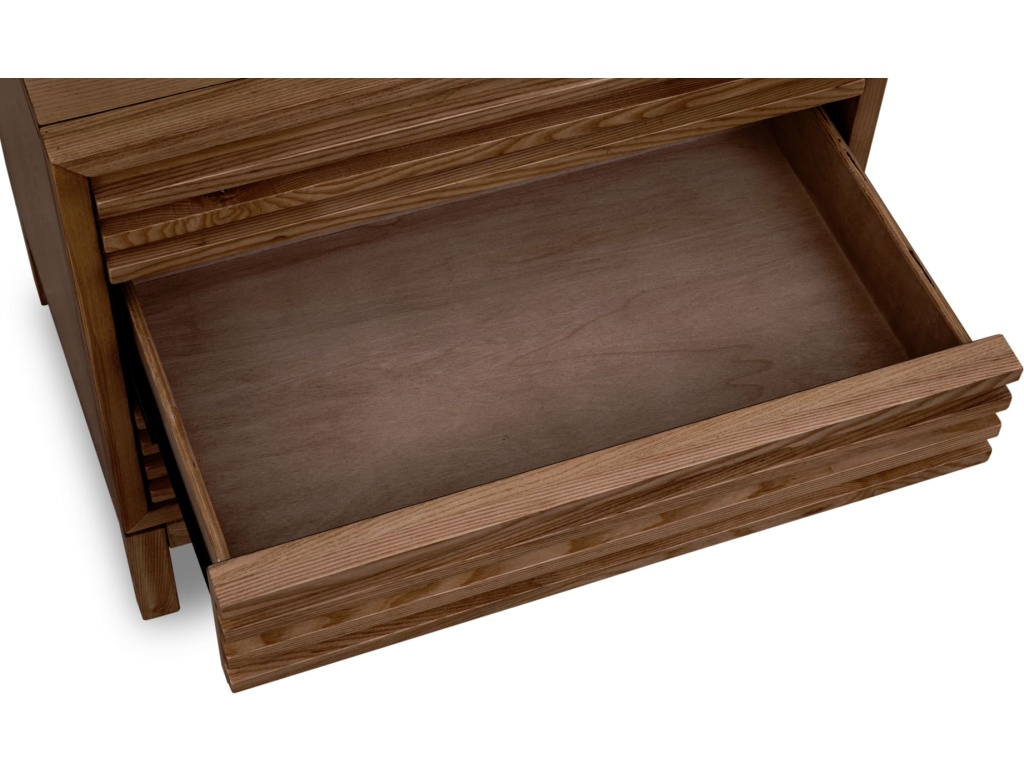Tanner Three Drawer Ash Wood Nightstand in Roux - image 2
