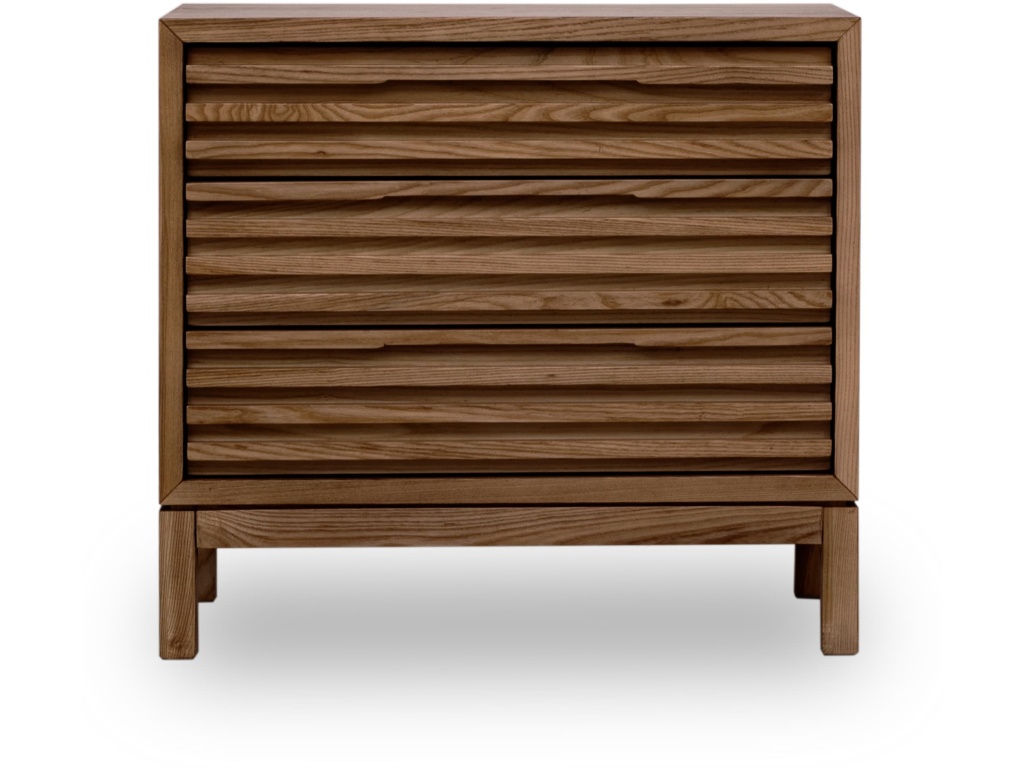 Tanner Three Drawer Ash Wood Nightstand in Roux - main image