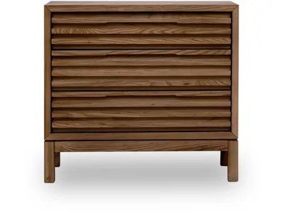 Tanner Three Drawer Ash Wood Nightstand in Roux