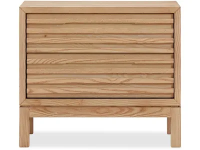 Tanner Two Drawer Ash Wood Nightstand in Flaxen