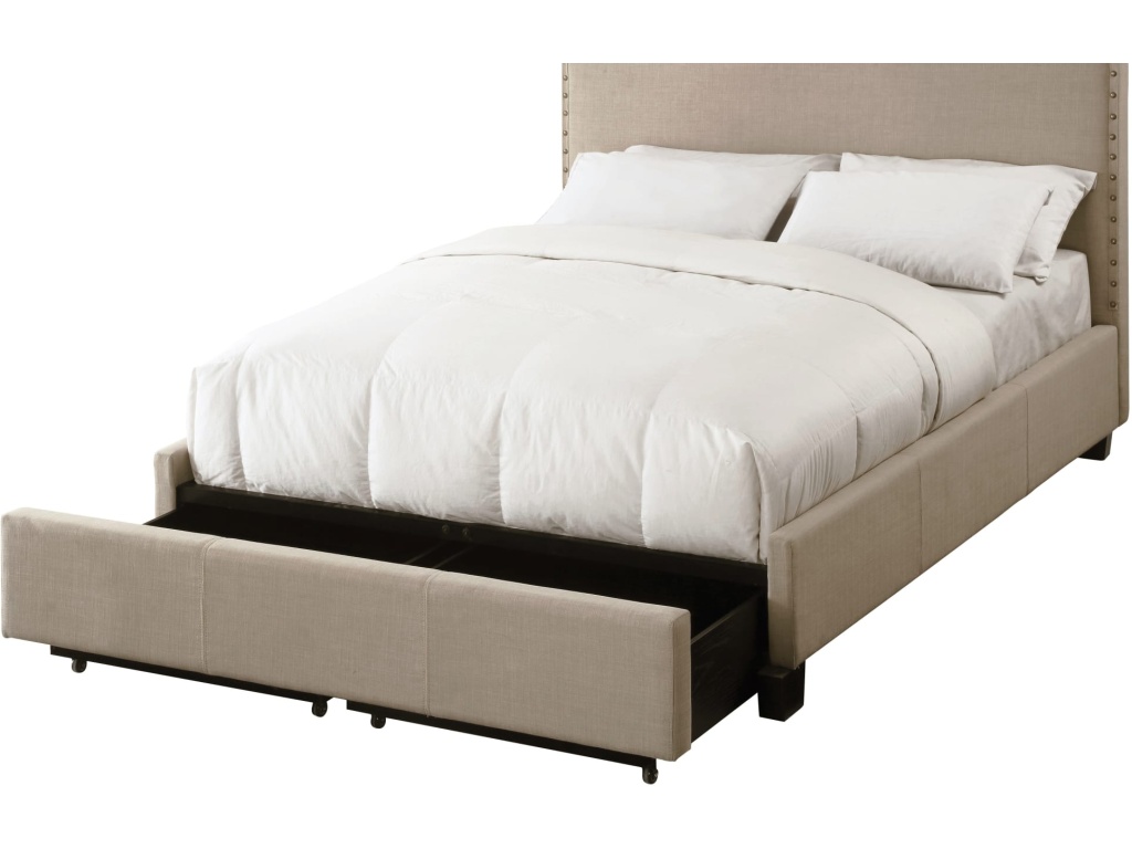 Tavel Nailhead Footboard Storage Bed in Toast Linen - image 6