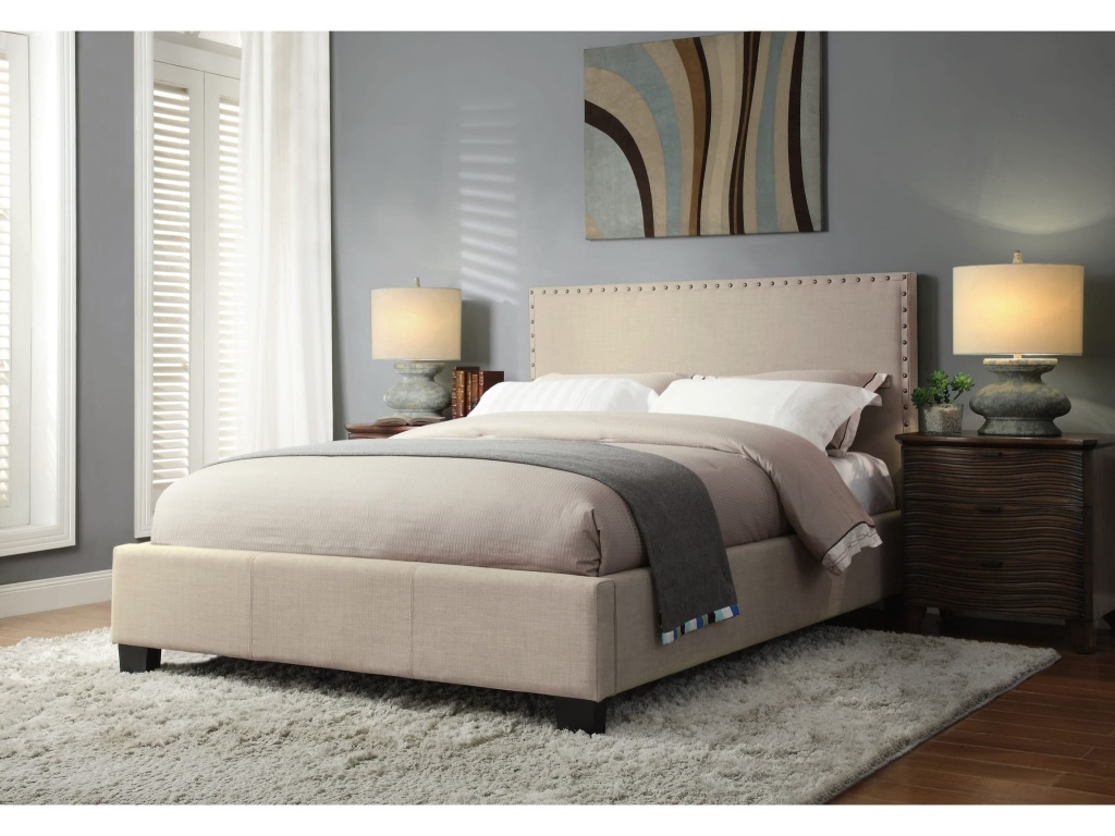 Tavel Nailhead Footboard Storage Bed in Toast Linen - main image