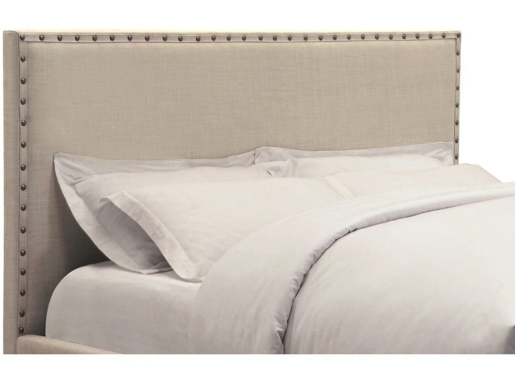 Tavel Nailhead Upholstered Headboard in Toast Linen - image 2
