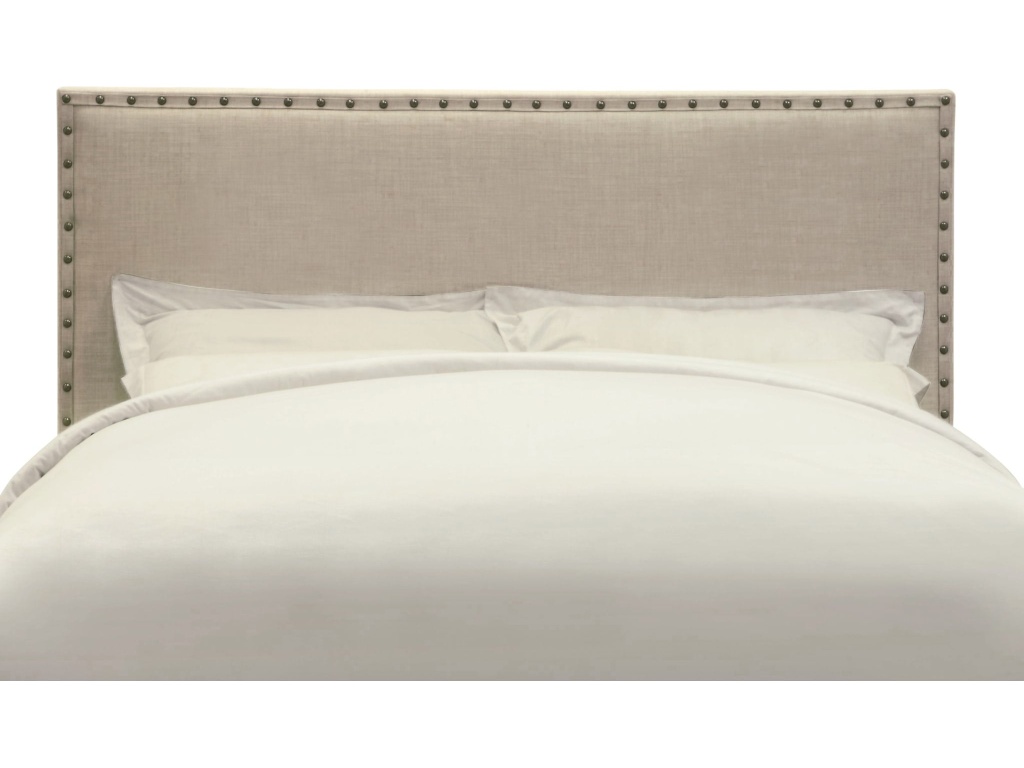 Tavel Nailhead Upholstered Headboard in Toast Linen - image 3