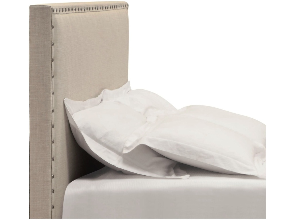 Tavel Nailhead Upholstered Headboard in Toast Linen - image 4