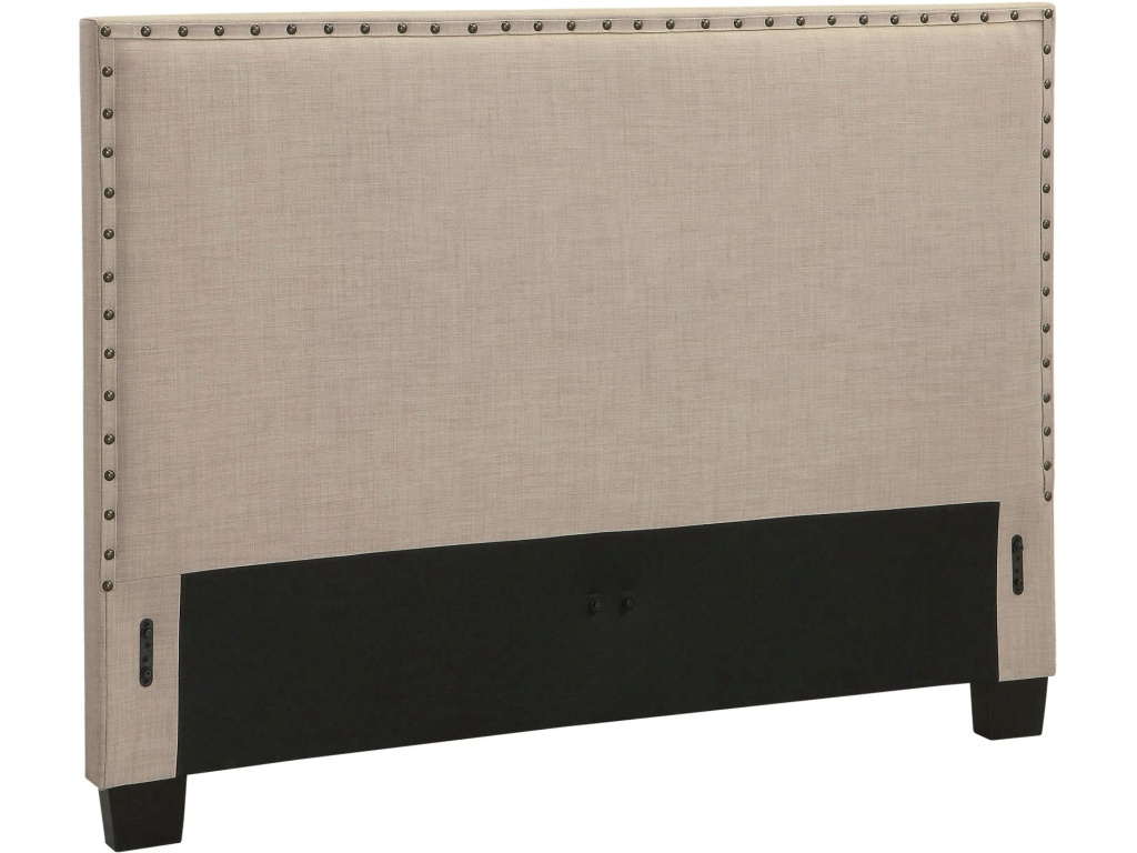 Tavel Nailhead Upholstered Headboard in Toast Linen - image 5