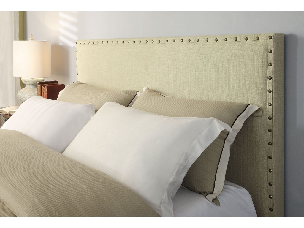 Tavel Nailhead Upholstered Headboard in Tumbleweed - main image