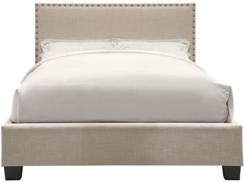 Tavel Nailhead Upholstered Platform Bed in Toast Linen - image 5