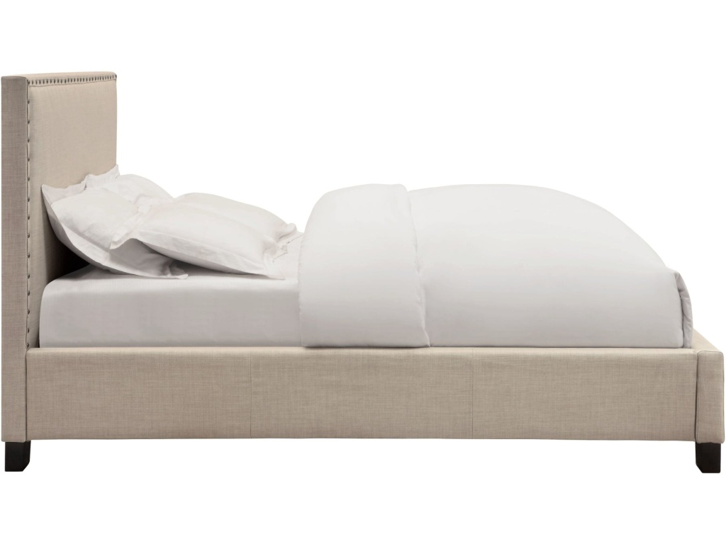 Tavel Nailhead Upholstered Platform Bed in Toast Linen - image 6