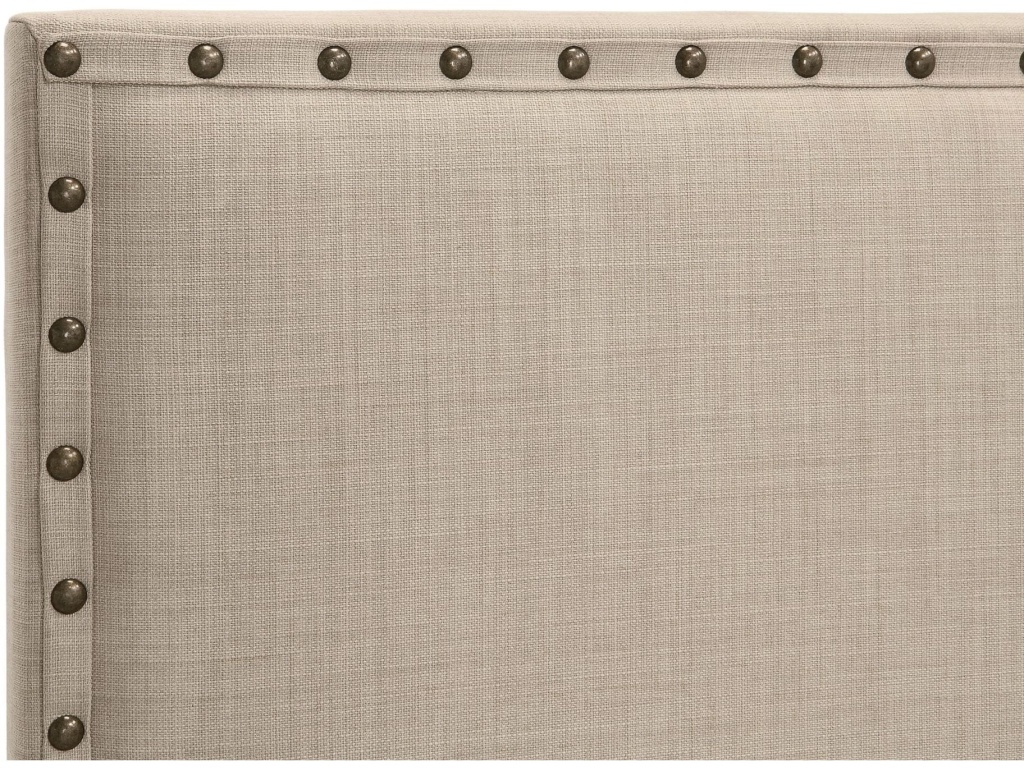 Tavel Nailhead Upholstered Platform Bed in Toast Linen - image 8
