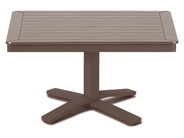 36" Square End Table Height Pedestal Table w/ hole