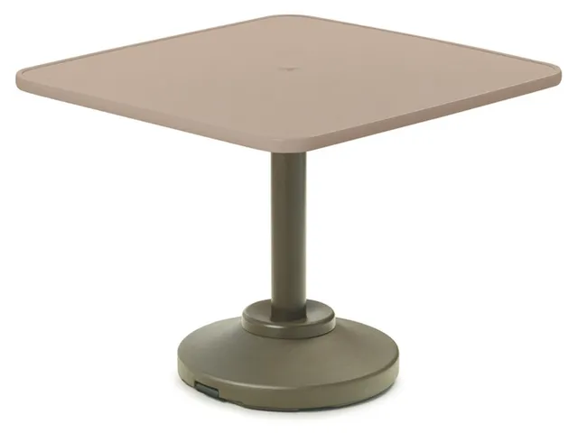 36" Square Dining Height 80 lb Pedestal Table w/ hole