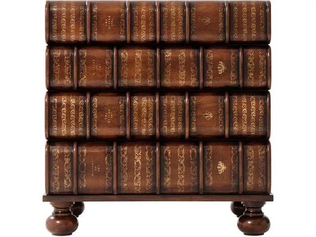 Hand Carved And Gilt Faux Book Nightstand