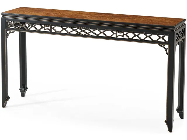 Long Hall Burl Console Table