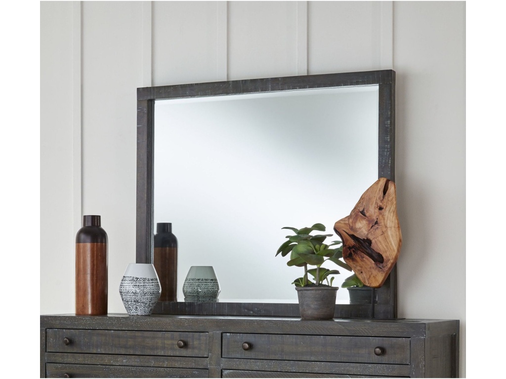 Townsend Solid Wood Beveled Glass Mirror in Gunmetal - main image