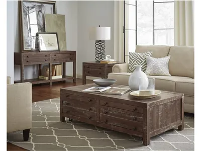 Townsend Solid Wood Castered Coffee Table in Java - Alternative View