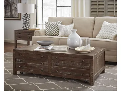 Townsend Solid Wood Castered Coffee Table in Java