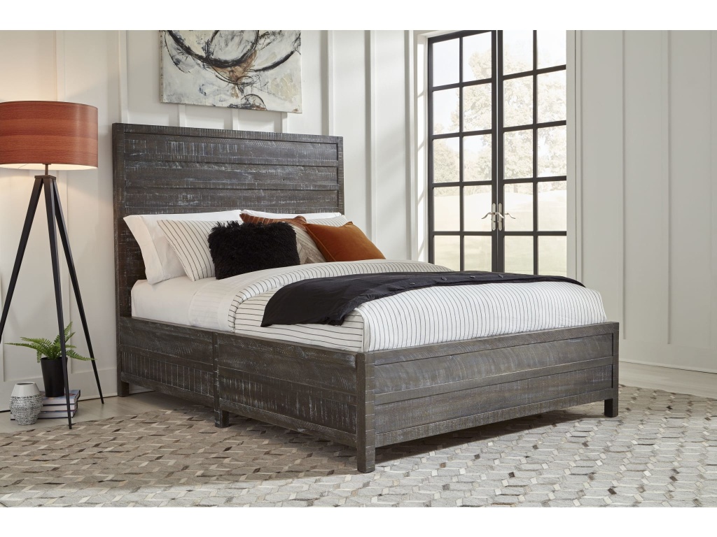 Townsend Solid Wood Low-Profile Bed in Gunmetal - main image