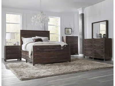 Townsend Solid Wood Panel Bed in Java