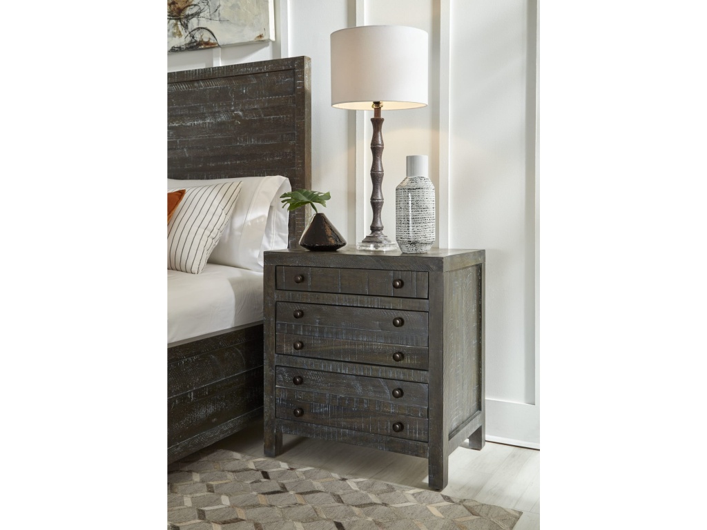 Townsend Solid Wood Three Drawer Nighstand in Gunmetal - main image