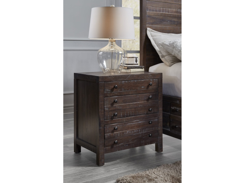 Townsend Three Drawer Solid Wood Nightstand in Java - main image