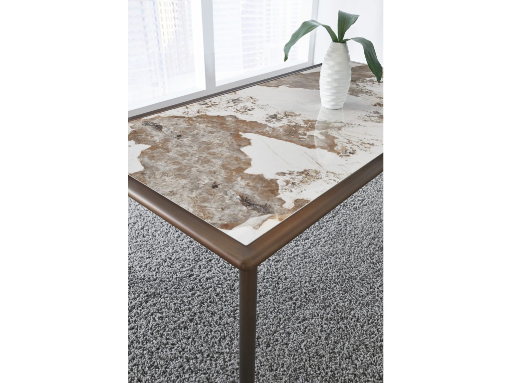Tulum Stone Top Dining Table with Bronze Metal Base - image 1