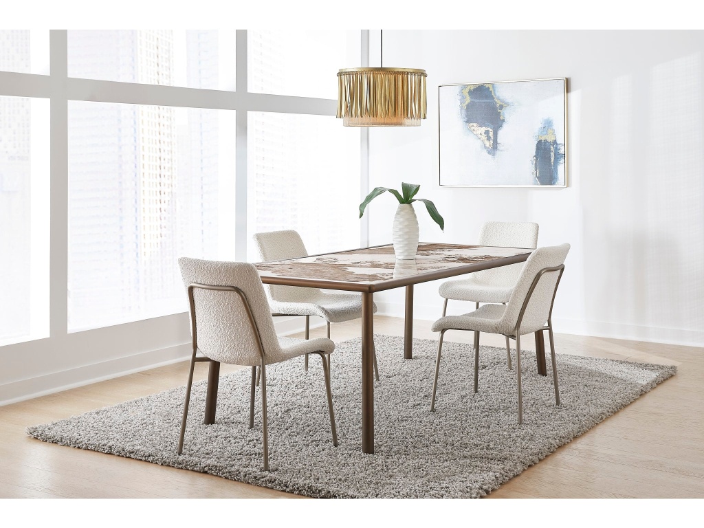 Tulum Stone Top Dining Table with Bronze Metal Base - image 2