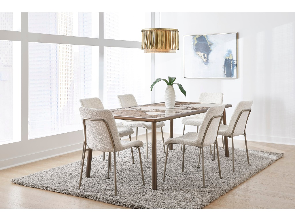 Tulum Stone Top Dining Table with Bronze Metal Base - image 3