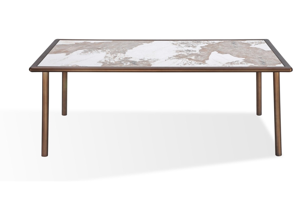 Tulum Stone Top Dining Table with Bronze Metal Base - image 4