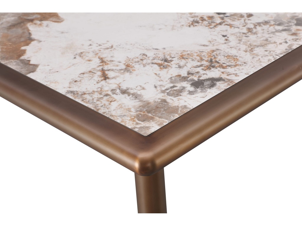 Tulum Stone Top Dining Table with Bronze Metal Base - image 5