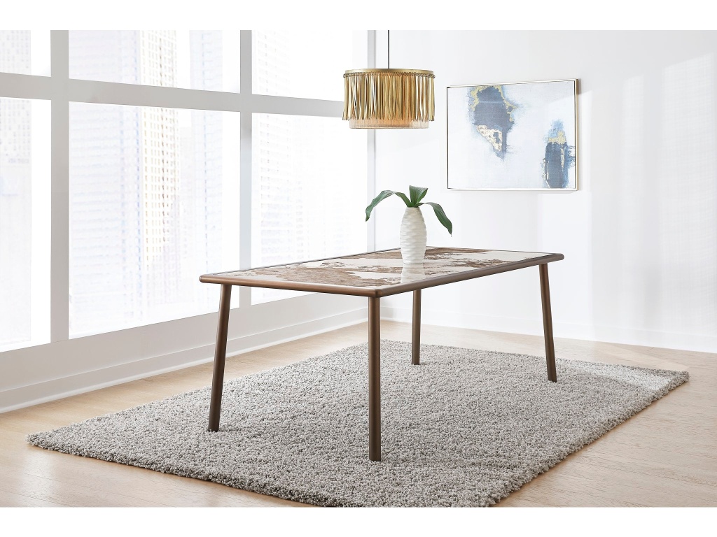 Tulum Stone Top Dining Table with Bronze Metal Base - main image