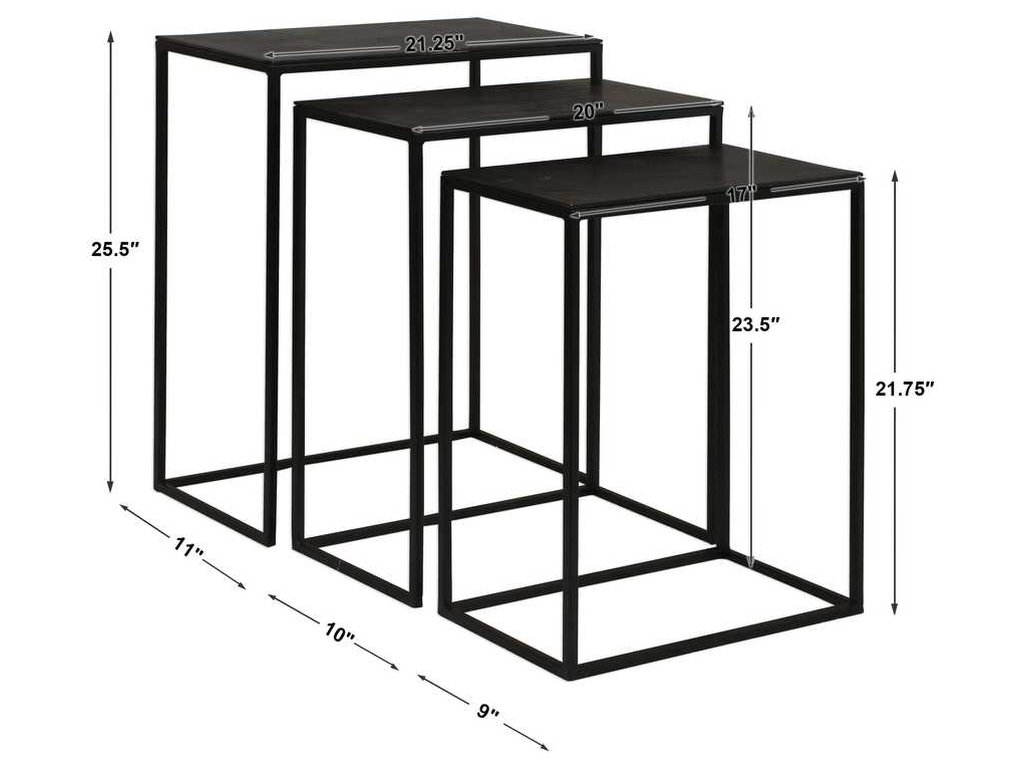 Coreene Nesting Tables, Black, S/3 - image 5