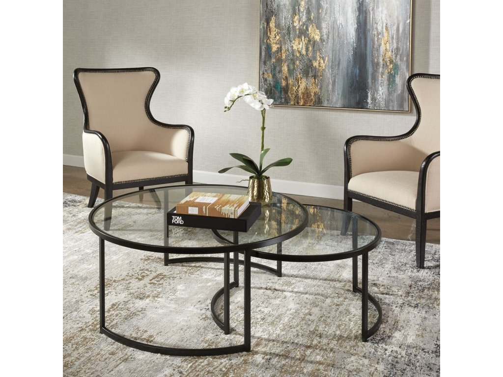 Rhea Nesting Coffee Tables, Black, S/2 - image 2