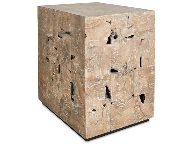 Teak Tac Toe End Table - Light